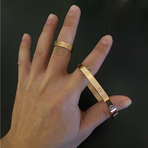 Rose-Gold Screw Accent Bracelet and Ring (Size8)